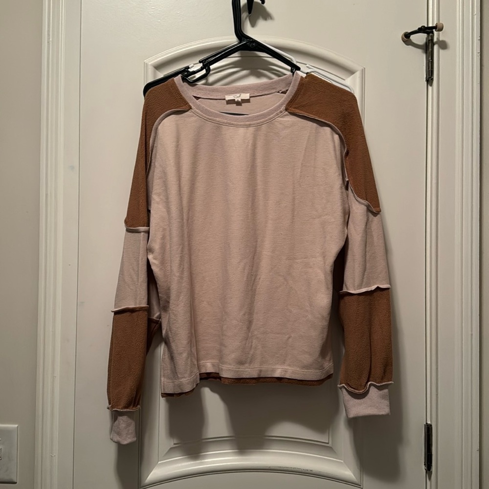 Easel Brown/Tan Shirt with Fleece Panels